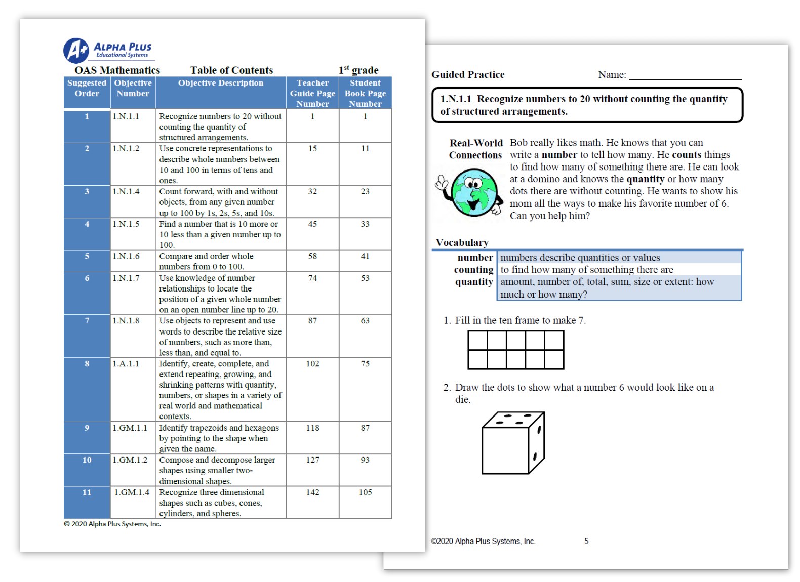 OAS Math Books Table of Contents and Sample Guided Practice